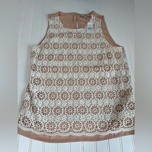 Ann Taylor LOFT Womens Blouse Lace Overlay Sleeveless Top Medium NEW 685